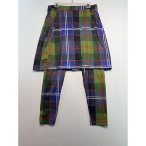 Snoga Athletics Navy & Green Plaid Skirt With Ankle Leggings XL Outdoor Sport